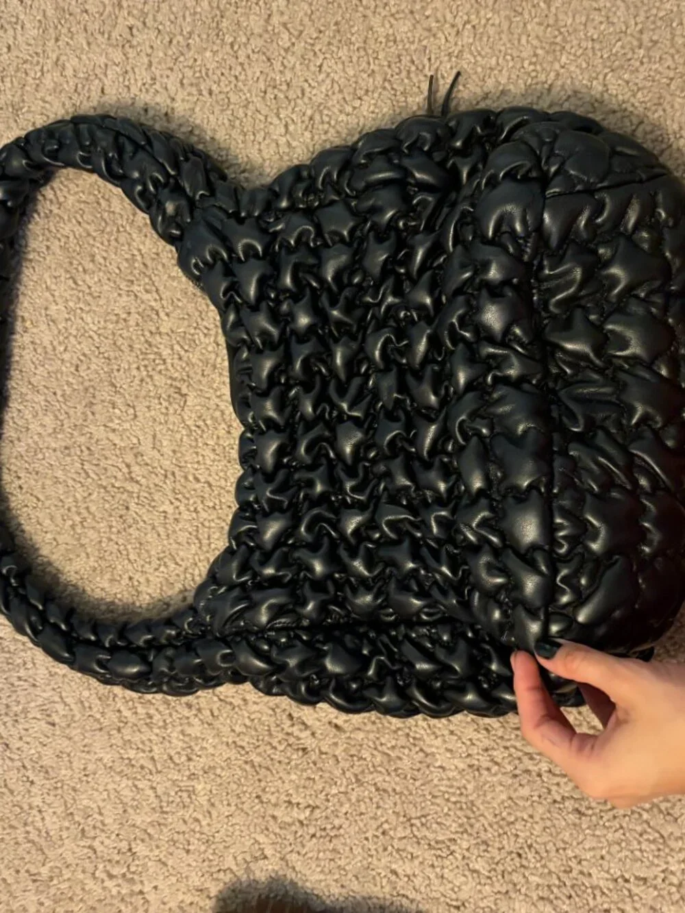 Black Textured Patterned Messenger Bag
